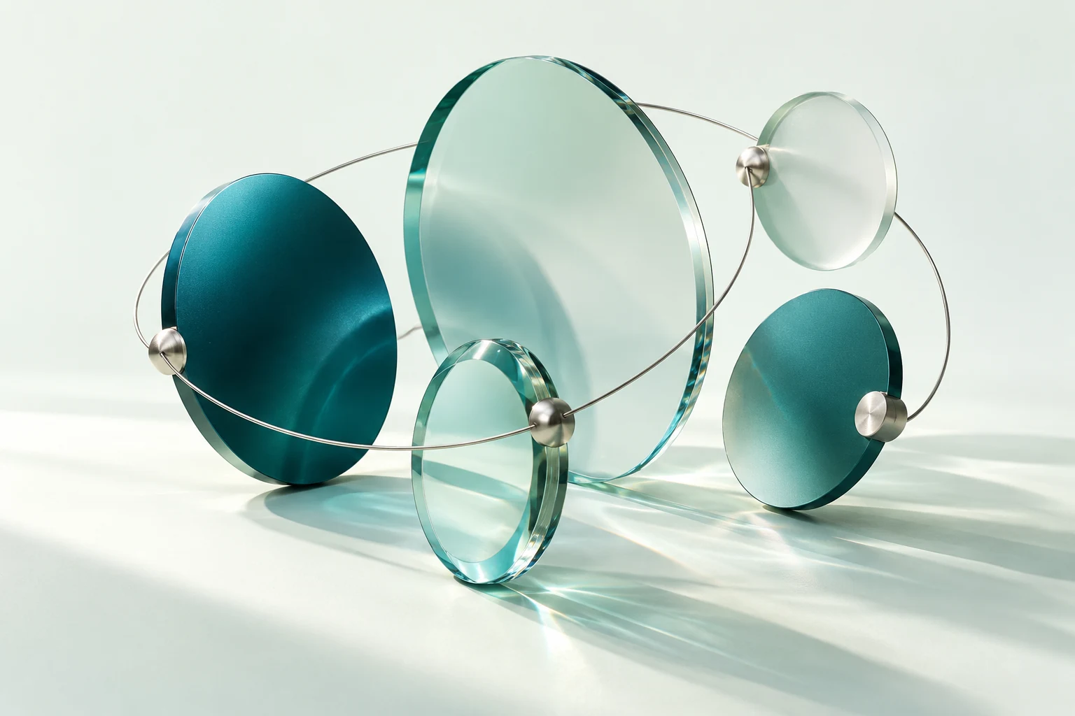 Connected glass lenses bringing separate perspectives into focus