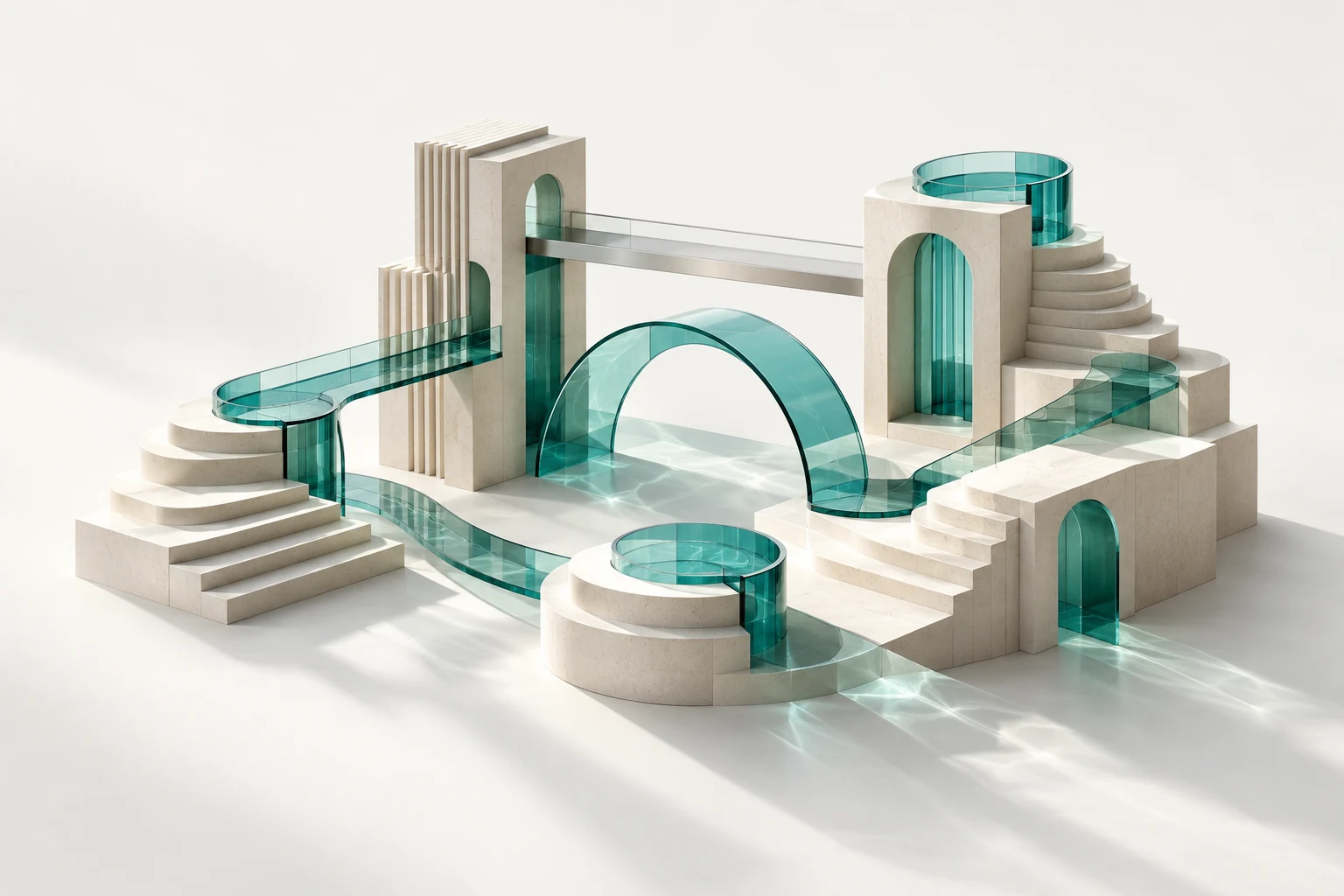 Connected architectural forms representing a world of business intelligence